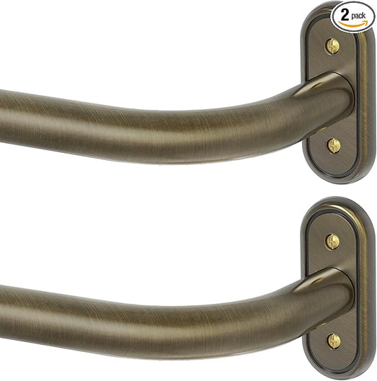 2 Pack Curtain Rods 32-46 Inch, Antique Bronze Wrap Around Blackout Curtain Rods
