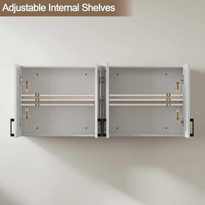 ChooChoo Laundry Room Cabinets, 4 Doors Wall Mounted Storage Cabinet, Kitchen