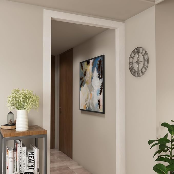 LACHEERY White Oak Wood Border Wallpaper Peel and Stick Bathroom Mirror Frame