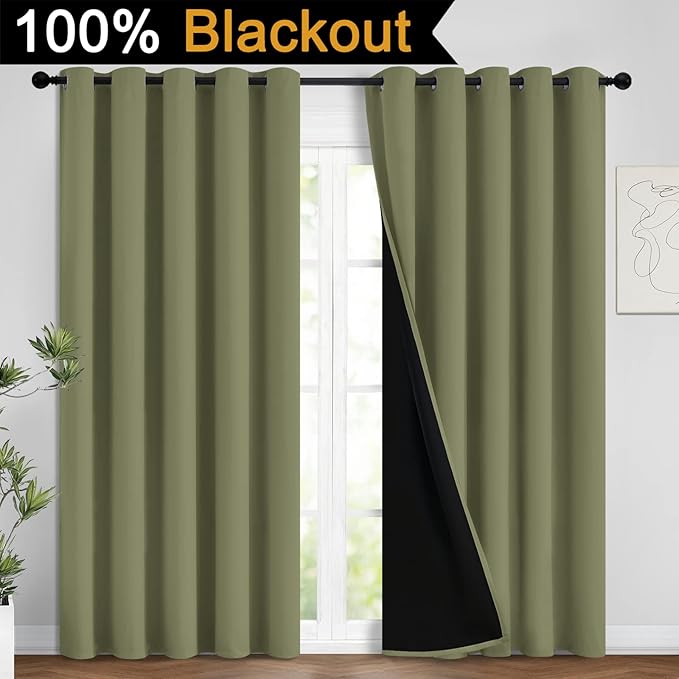 Yakamok 100% Blackout Curtains, Noise Reduction and Privacy Curtains