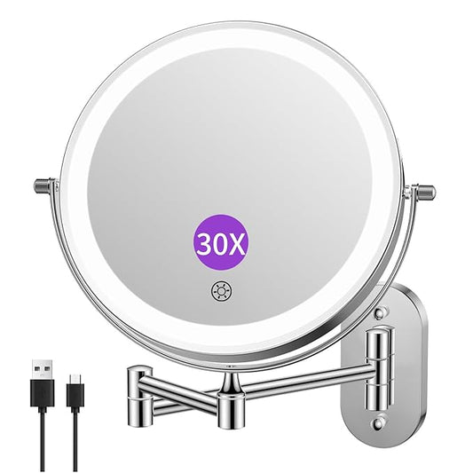 FUNTOUCH 5000mAh Rechargeable Wall Mounted Lighted Makeup Vanity Mirrors