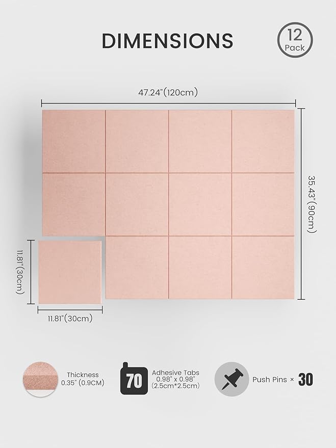 Bumusty Large Cork Board 48" x 36" Alternative