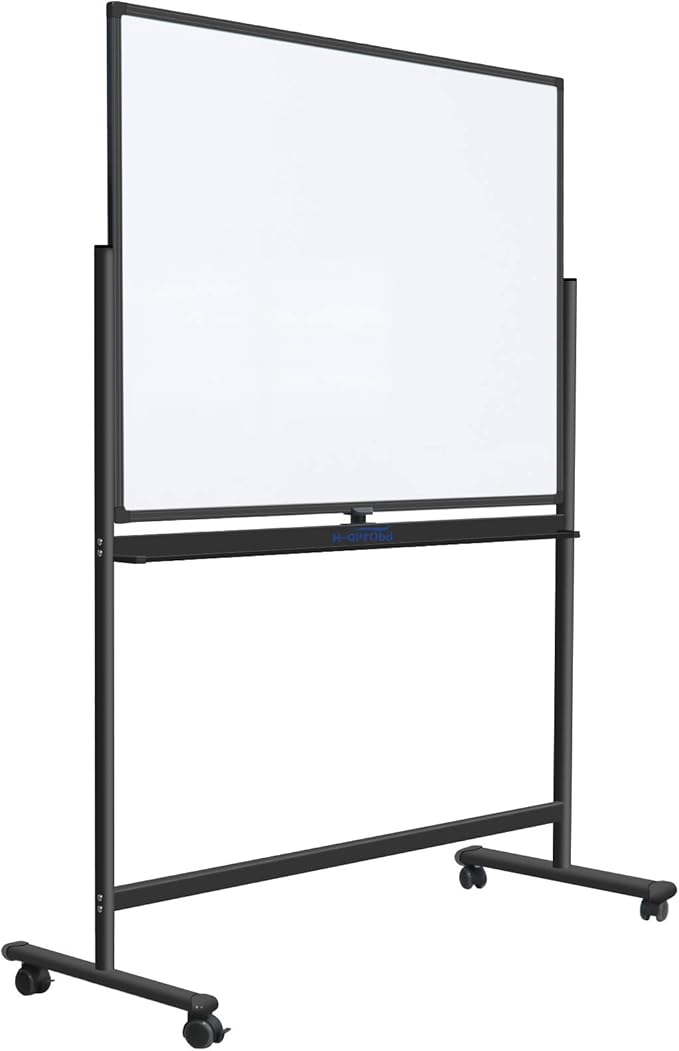 H-Qprobd 48"x36" Mobile Whiteboard Double-Sided Magnetic Dry Erase Board on Wheels - Comercial Rolling White Boards with Sturdy Stand for Home, Office & School