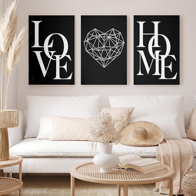 GUBIYU Love Home Wall Decor Black and White Farmhouse Modern Art