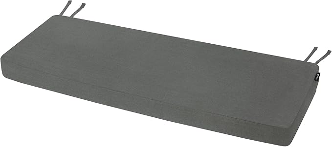 Favoyard Outdoor Bench Cushion 54 x 16 Inch Rainproof Patio Furniture Cushions 3-Year Color Fastness Garden Settee Porch Pads with Ties, Dark Gray