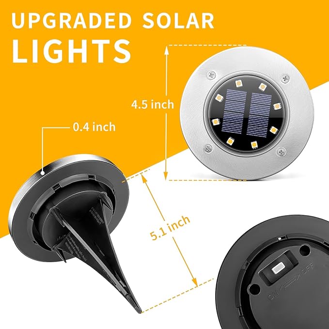 SOLPEX Solar Lights Outdoor Waterproof, 8 Pack Solar Ground Lights, Solar Garden Lights Landscape Lighting for Pathway Driveway Patio Backyard Walkway (Warm White)