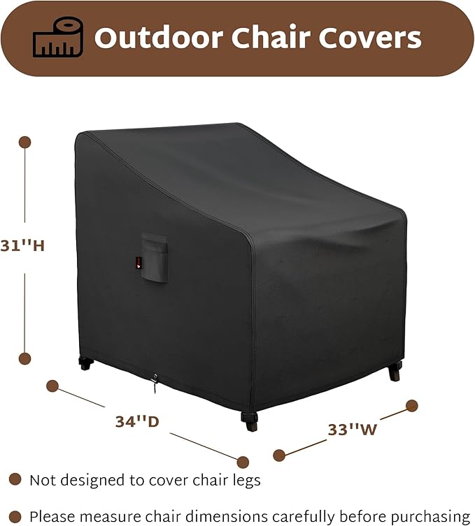 iBirdie Waterproof Outdoor Chair Covers 33 x 34 x 31 inch 2 Pack Patio Furniture Covers