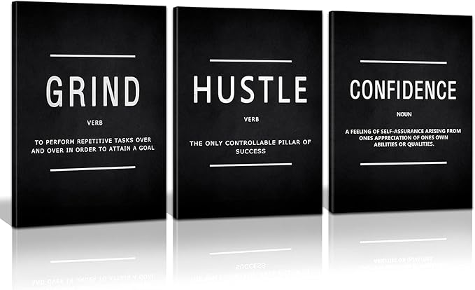 KAWAHONE Motivational Success Canvas Wall Art, Grind Hustle Confidence Wall