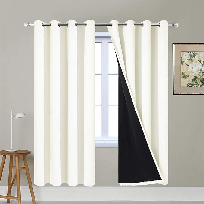 Yakamok 100% Blackout Curtains for Bedroom, Thermal Insulated Double Layer