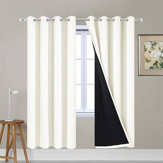 Yakamok 100% Blackout Curtains for Bedroom, Thermal Insulated Double Layer