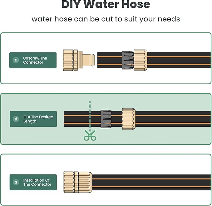 Giraffe Tools Garden Hose 5/8" Custom Length, No Kink, Flexible, Leakproof Water Hose, 600 Burst PSI, 4ft Male Female Fittings,Black Orange
