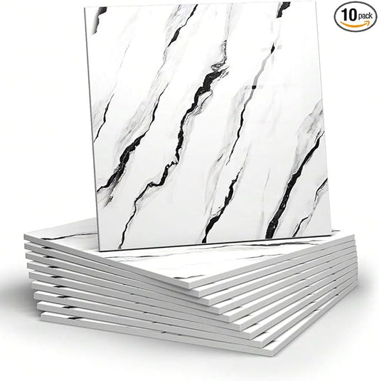 Chejiaye 10pcs Marble Peel and Stick Backsplash Waterproof Washroom Wall Panels