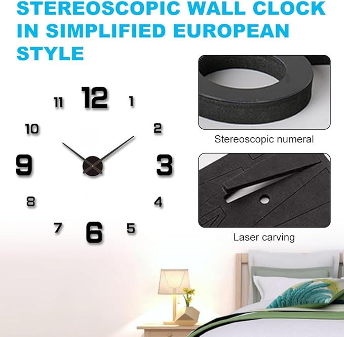 3D DIY Luminous Dial Acrylic Frameless Silent Wall Clock