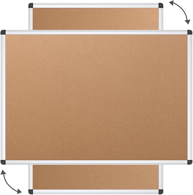 VIZ-PRO Large Cork Bulletin Board, 60 X 36 Inches, Wall-Mounted Corkboard