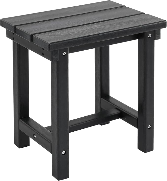 Furnimart Adirondack 16.5" Square Outdoor Side Table, Extra-Thick HDPE Weather-Resistant Small Patio Table, Black Outdoor End Table for Garden Balcony Yard Deck Poolside(Black)