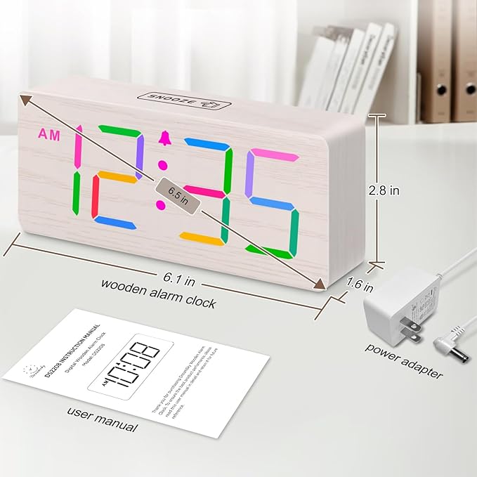 DreamSky Wooden Digital Clock for Bedroom Desk