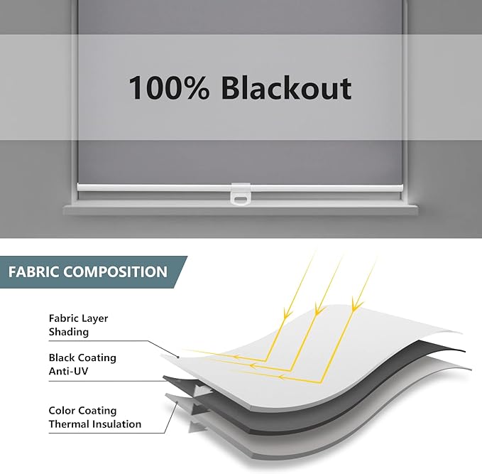 AOSKY Cordless Roller Shades Blackout Blinds