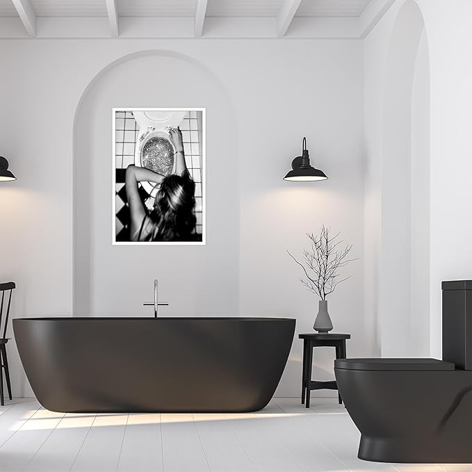Liyark Funny Bathroom Wall Art Black and White posters Bar Disco Party prints