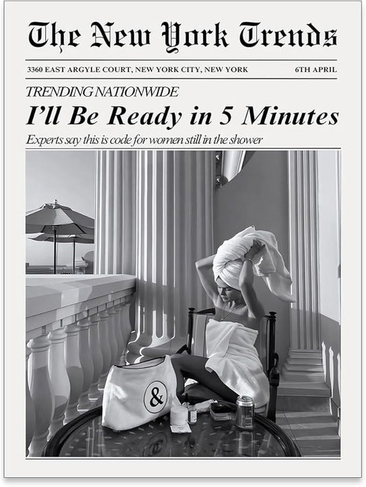 Vintage Newspaper Wall Art Trendy Black and White Aesthetic Posters Funny I'll