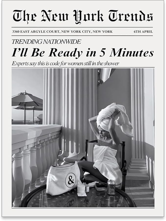 Vintage Newspaper Wall Art Trendy Black and White Aesthetic Posters Funny I'll