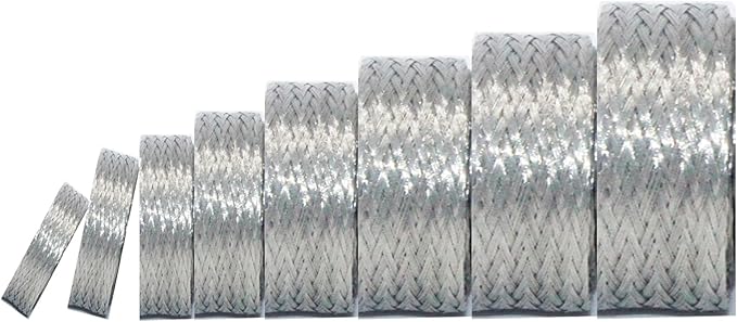 Tinned Copper Braided Cable Shielding Sleeve Metal Wire Loom Sheathing EMI RFI ESD Protector Grounding Mesh Flat Tubular Expandable 1/4" W(0.16" ID)-16FT
