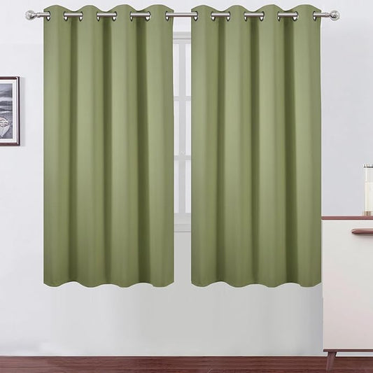 LEMOMO Sage Green Blackout Curtains 66 x 63 Inch Length/Set of 2 Curtain