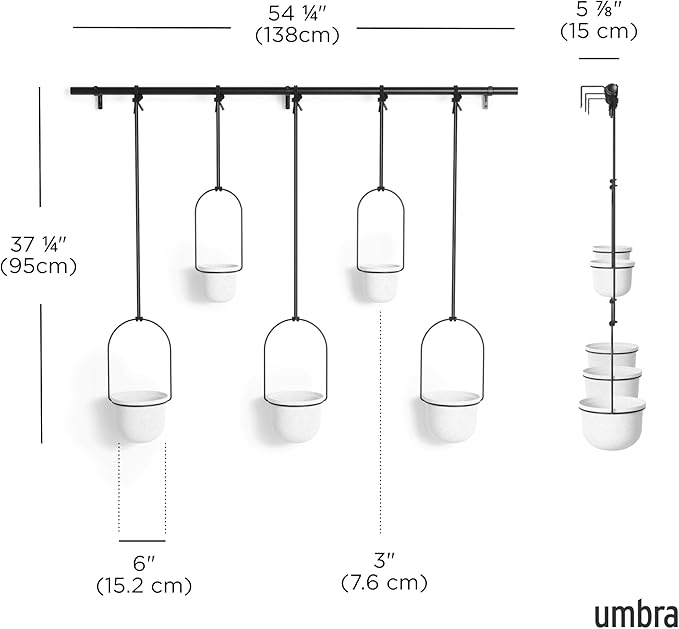 Umbra Triflora Hanging Planter for Window, Indoor Herb Garden