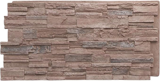 EverStone Cascade Faux Stone Panel, 48 5/8"W x 24 3/4"H x 1 1/4"D, Shasta Color