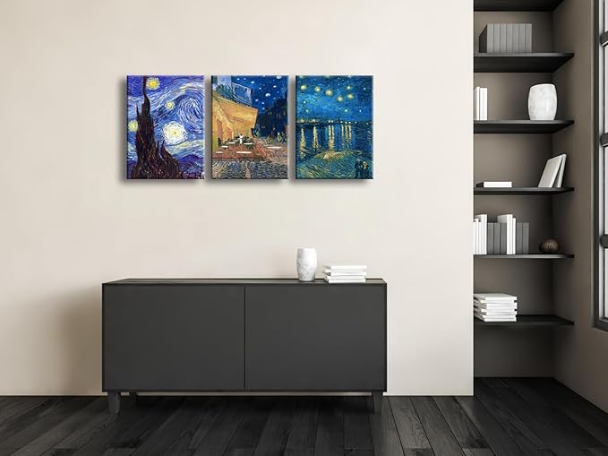 Wieco Art 3 Panels Canvas Prints of Vincent Van Gogh Paintings Reproduction