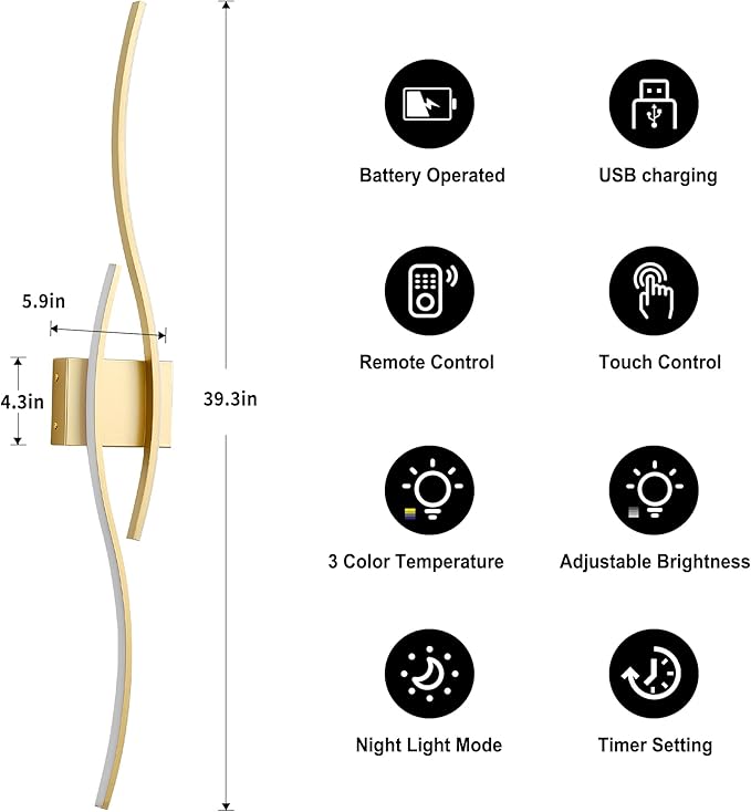 KARTOOSH Battery Operated Wall Sconces