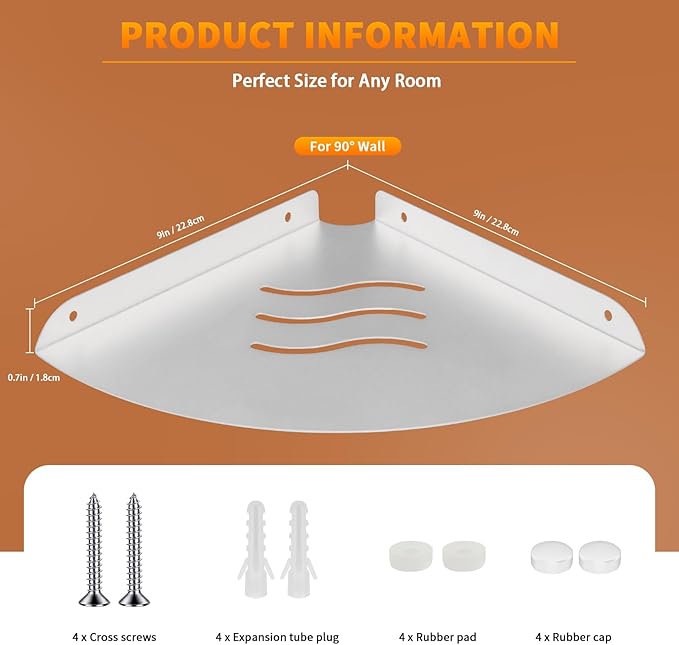 Corner Shelf Wall Mount, Floating Corner Shelves, Corner withs Wire Hole