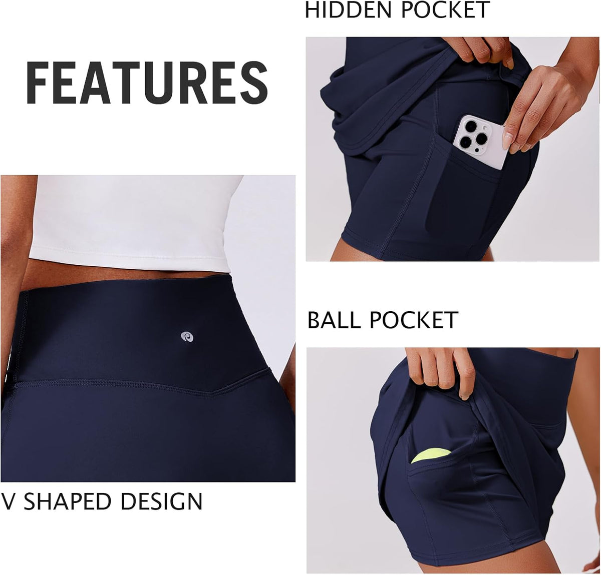 PINSPARK Women's Tennis Skirt - High Waisted Golf Skort with 2 Pockets | Stretchy Athletic Design for Workouts