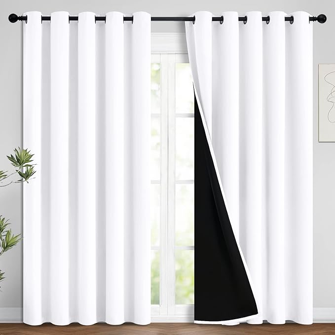 Yakamok Full Blackout Curtains 84 Inches Long, 2 Thick Layers Grommet Top