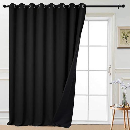 Yakamok 100% Blackout Thermal Insulated Grommet Curtains, Noise Reducing