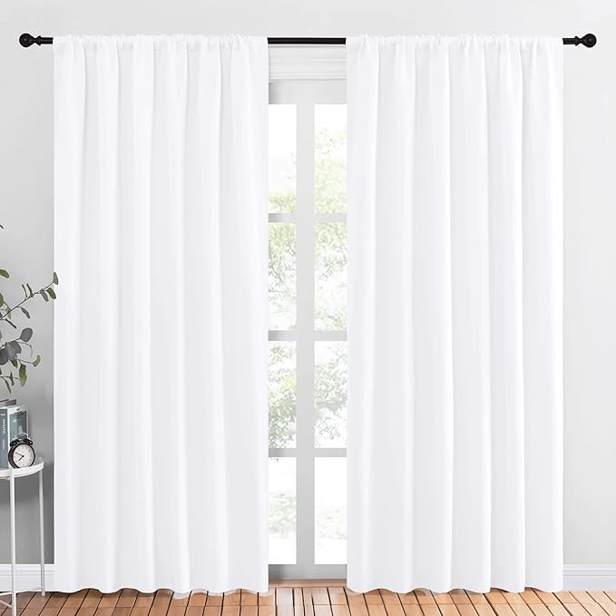 NICETOWN White Curtains, 50% Light Blocking Curtain Panels