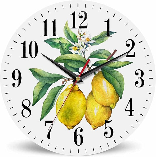 Mxocom Watercolor Lemon Wall Clock Citrus Fruit on a Branch