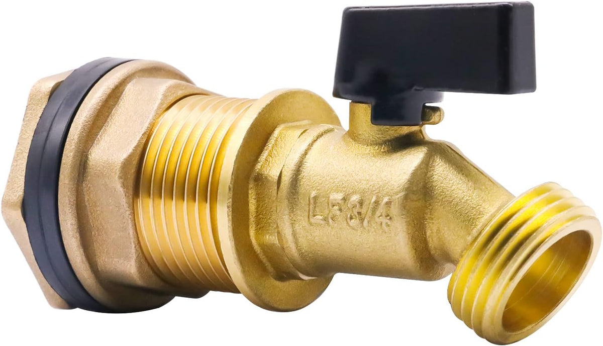 GHT 3/4 spigot for rain barrel parts kit, brass water barrel spigot for 5/25/50/55 gallon bucket, bulkhead valve for rainwater drum garden hose connector and drain valve diy kits