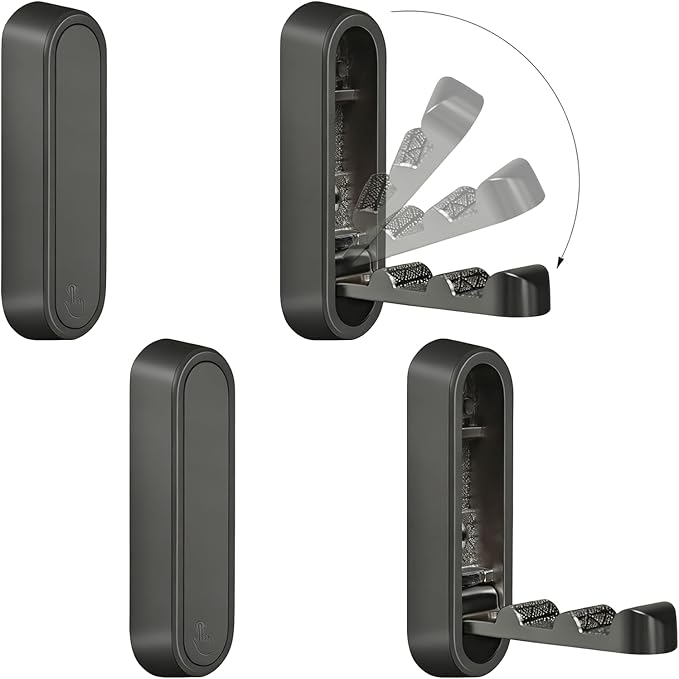 4PCS Foldable Wall Hooks, Flip Down Design