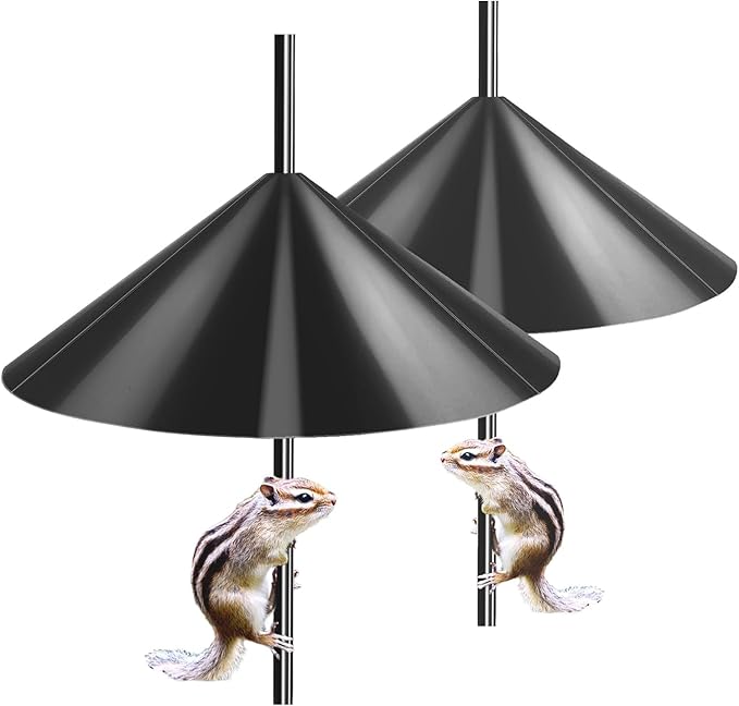 19-inch Squirrel Baffle, Squirrel-Proof for Bird Feeder Pole, Birdhouse Baffle for Shepherd's Hook in The Outdoors,(Black 2 Pack)