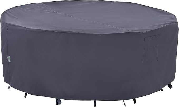 F&J Outdoor Patio Furniture Covers, Waterproof UV Resistant Heavy Duty Round Outdoor Furniture Cover, 84" Dia x 27.5" H