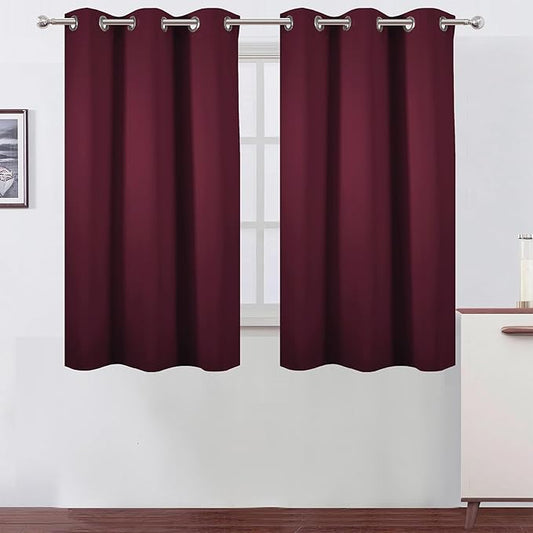 LEMOMO Burgundy Red Blackout Curtains 42 x 54 Inch Length Set of 2 Panels