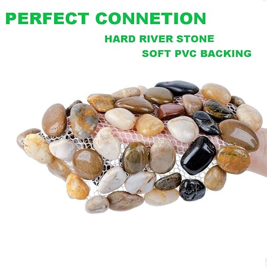 Garden Stepping Stones Outdoor Round River Stone Decorative Nature River Rocks for Landscaping Outside Walkway Patio Yard Garden Pathway (9in 6pcs Pack)
