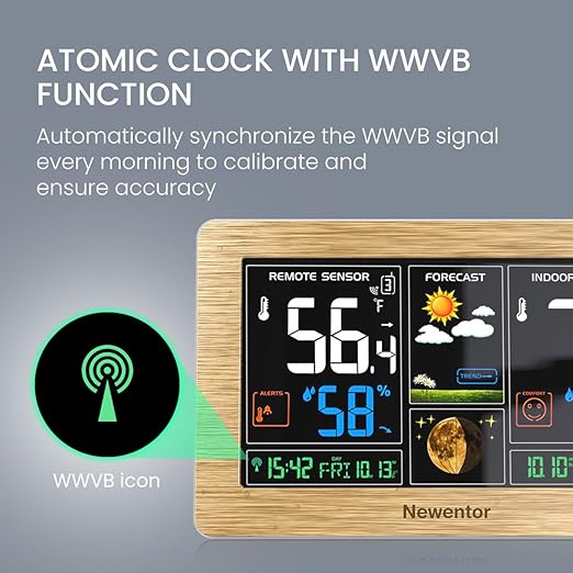 Newentor Weather Station Wireless Indoor Outdoor Thermometer, Color Display