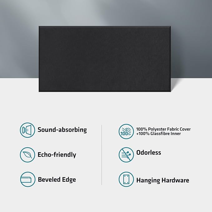 UMIACOUSTICS 4 PCS Acoustic Panels, 2“ Thick 23.6" x 11.8" Fiberglass Sound