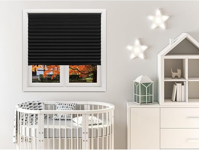 Redi Shade No Tools Original Blackout Pleated Paper Shade Black, 6 Pack