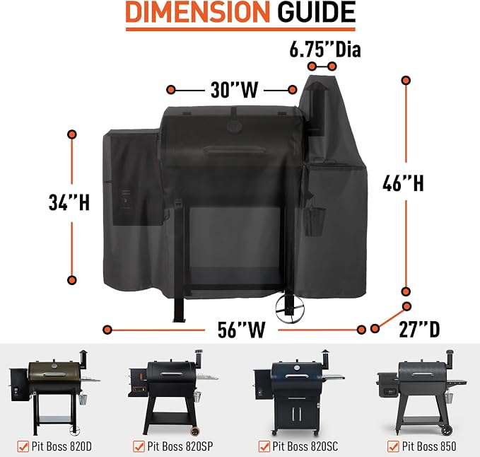 Arcedo Grill Cover Compatible with Pit Boss 820 Deluxe, Pro Series 850, Heavy Duty Waterproof Wood Pellet Smoker Covers for Pitboss 820D, PB820FB, 820XL, 820D3, 820SC, 820PS1, All Weather Protection