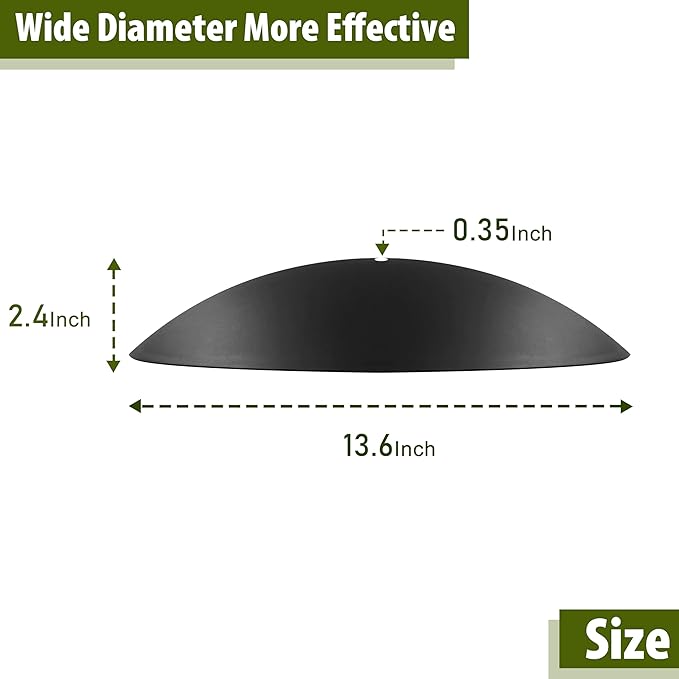 13" Bird Feeder Rain Guard, Hummingbird Feeder's Shade Dome Cover, Hanging Baffle for Bird Feeders Pole,Smart Birds Feeder Umbrella (Black), 3 Pack