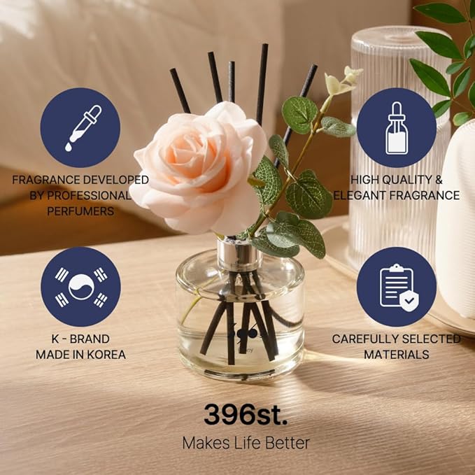 396 st. Rose Flower Reed Diffuser, Black Cherry, 200ml(6.7oz) / Reed Diffuser Sets, Home Fragrance, Scented Oils, Home & Bathroom Décor