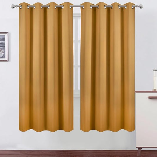 LEMOMO Blackout Curtains 66 x 72 Inch Long Mustard Yellow Curtains Set of 2