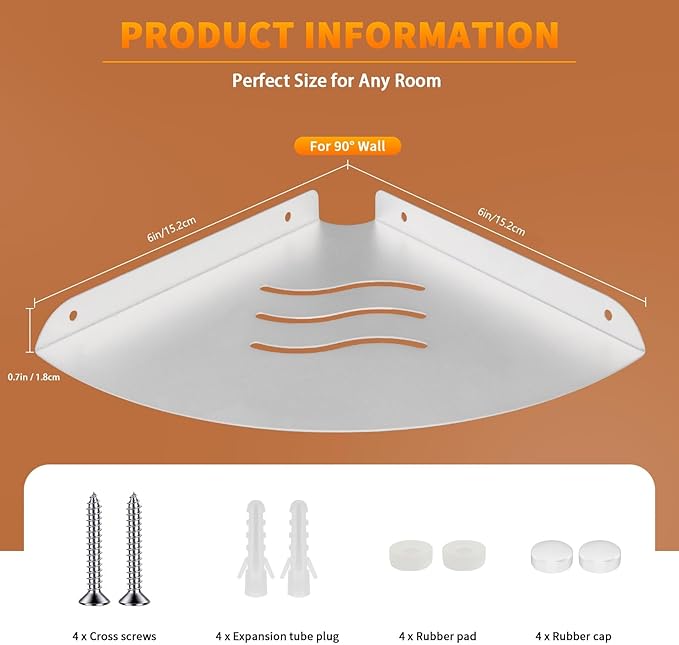 Corner Shelf Wall Mount, Floating Corner Shelves, Corner withs Wire Hole
